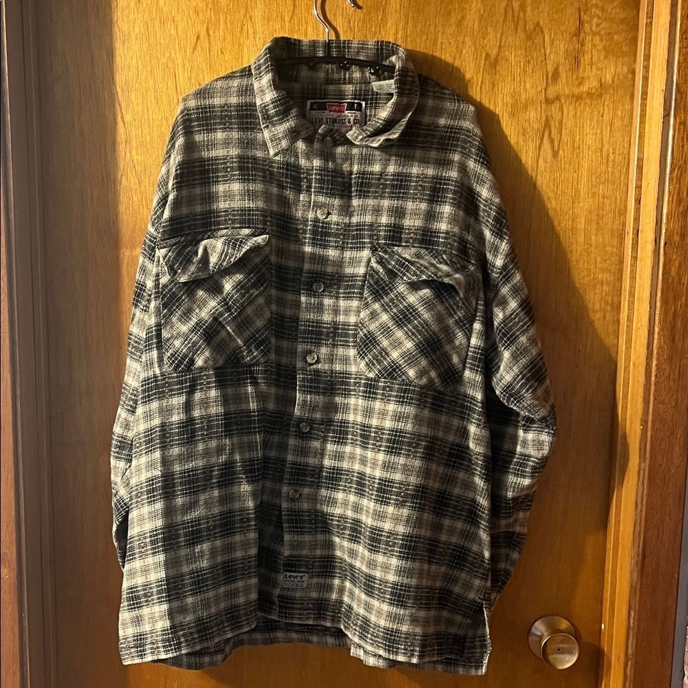 Levi's Men's Black and Gray Checkered Shirt Jacket XL
